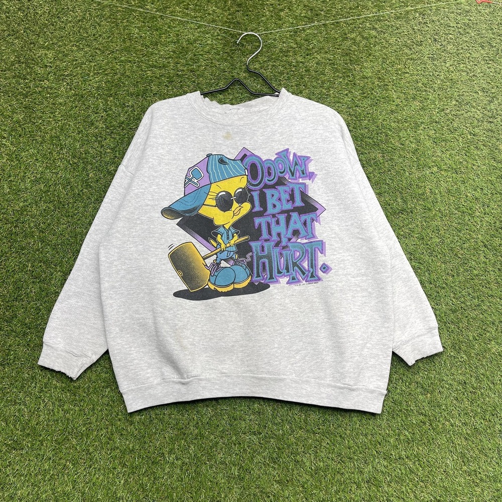 Vintage Tweety Bird Sweatshirt Mens Large Ooow I Bet That Hurt Warner Bros 90s